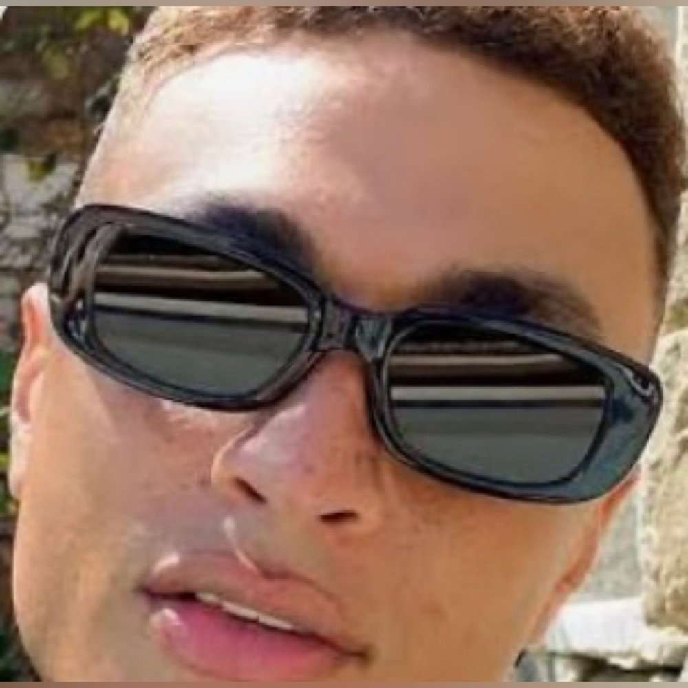 Rectangular black dark sunglasses men’s new with cleaning cloth